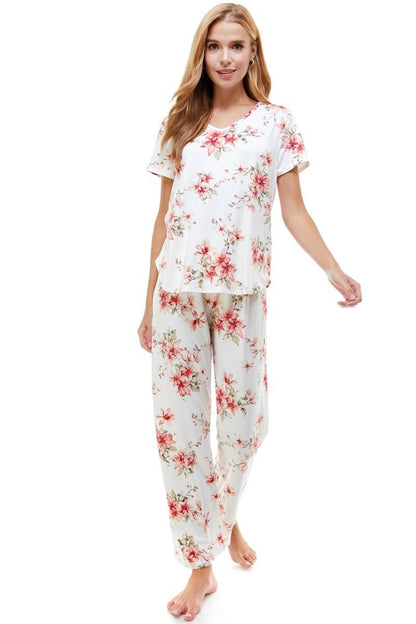 Lounge Wear Set Short Sleeve & Pants Matching Sets