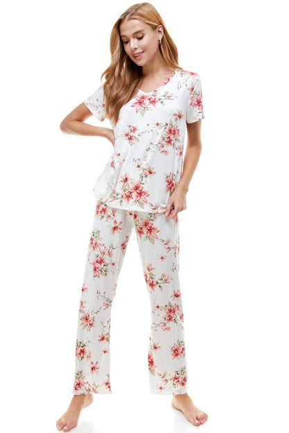 Lounge Wear Set Short Sleeve & Pants Matching Sets