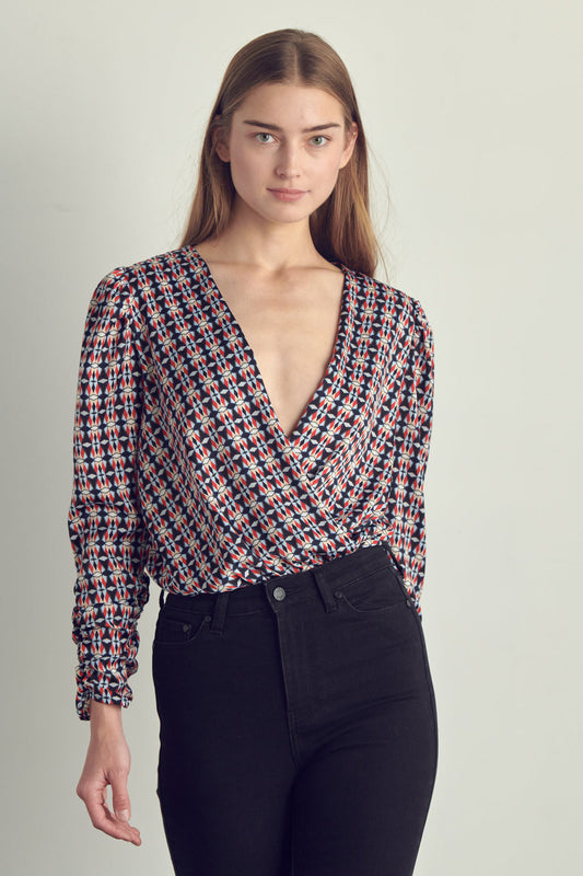 Navy Surplice Bodysuit