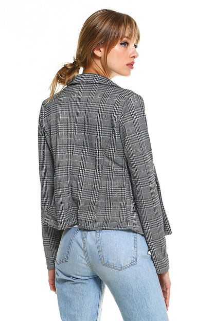 Plaid Long Sleeve Blazer Jacket Top