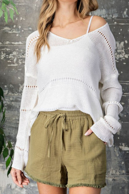 Mineral Wash Drawstring Shorts