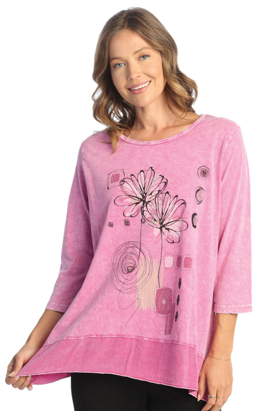 Mineral Washed Tunic With Georgette Contrast