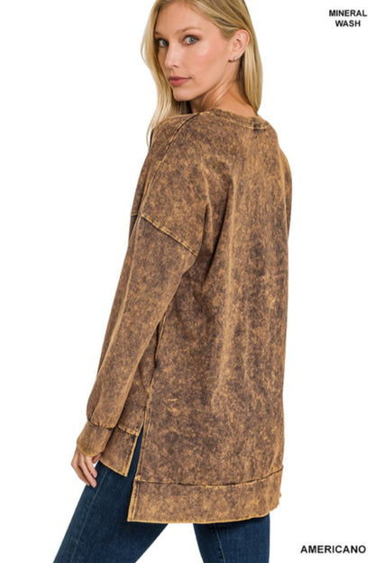Mineral Washed V Neck  Top