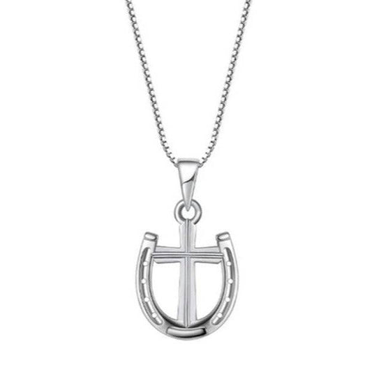 Saints Rider's Prayer Mini Cross Necklace in Silver