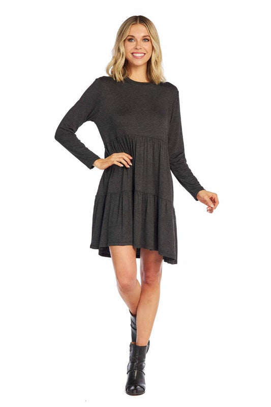 Minnie Tiered Dress - Charcoal