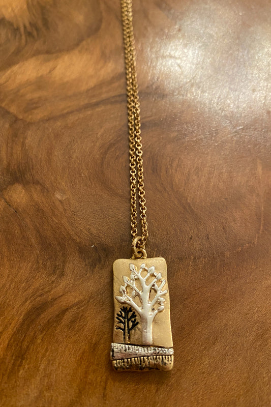 Mixed Metal Tree Necklace