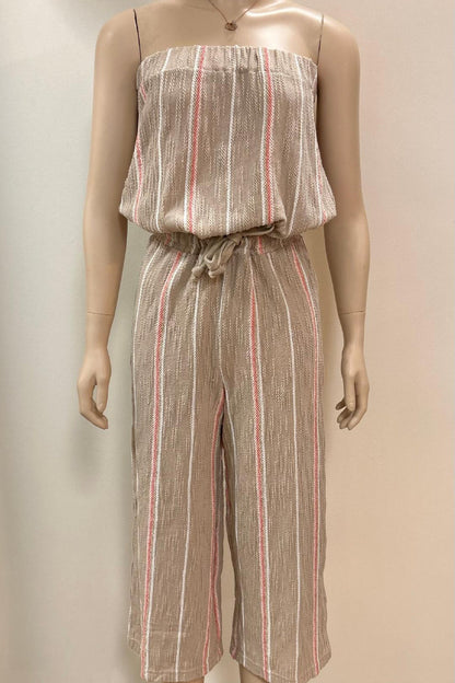 Mixed Stripes Textured Jumpsuit