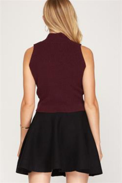 Mock Neck Sleeveless Sweater