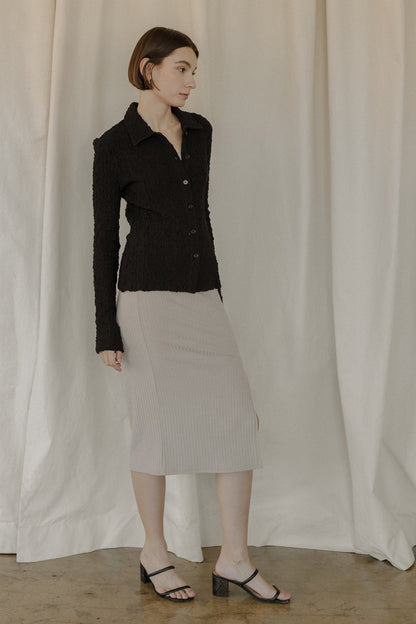 Kyra Crinkle Button Up