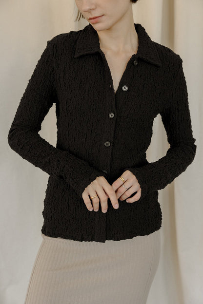 Kyra Crinkle Button Up