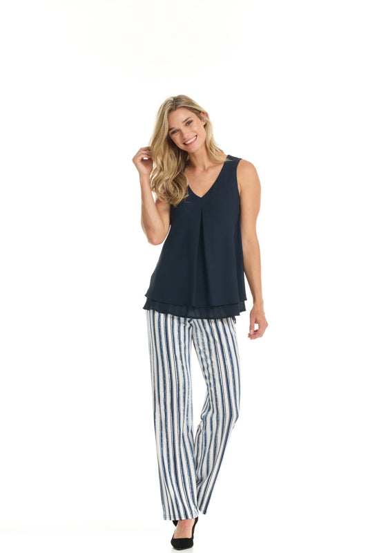 Navy Chiffon Tank