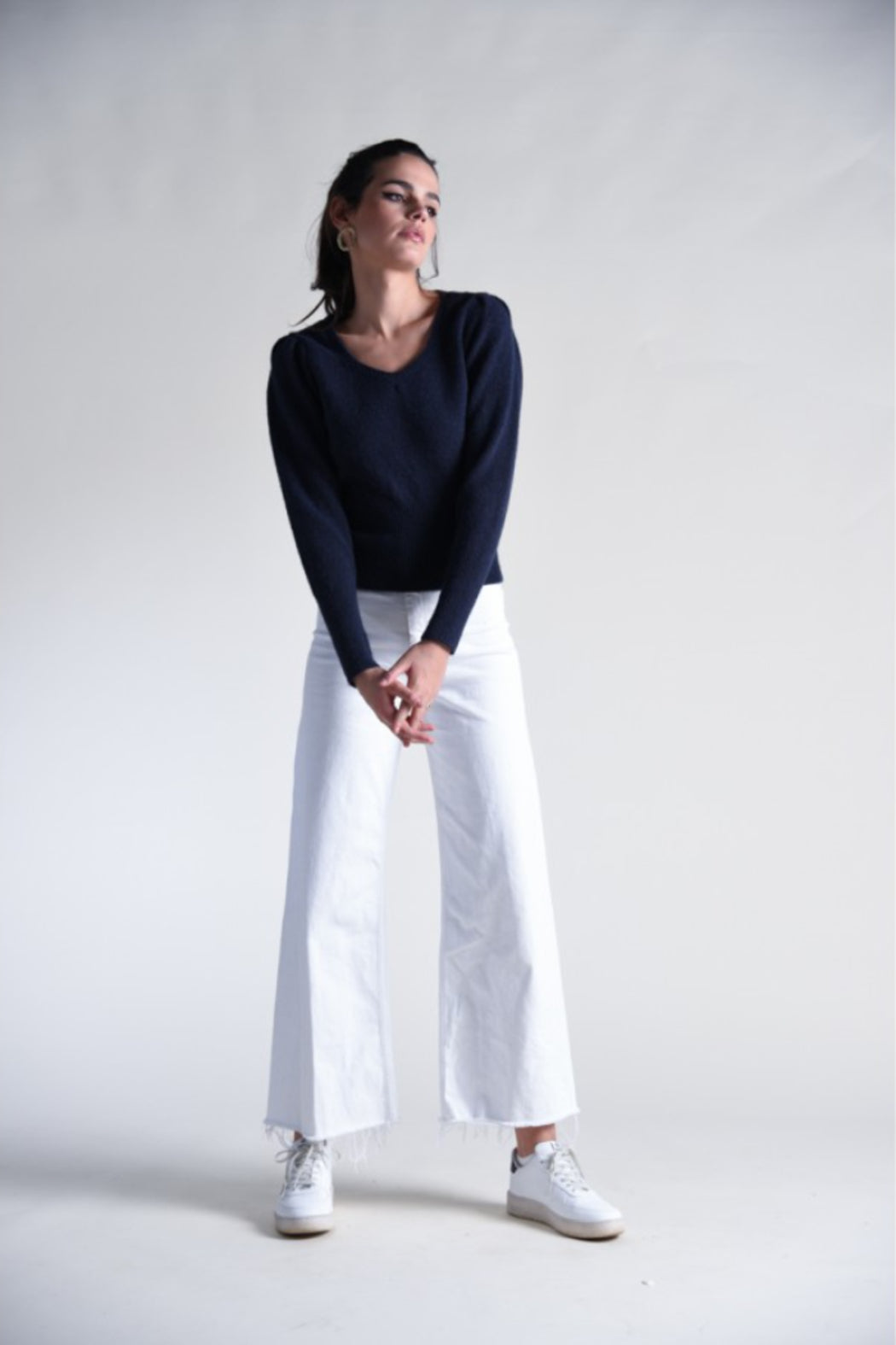 Molly Bracken Cropped Balloon Sleeved Jumper