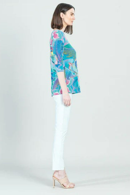 Mosaic-Print Scoop-Neck Tunic