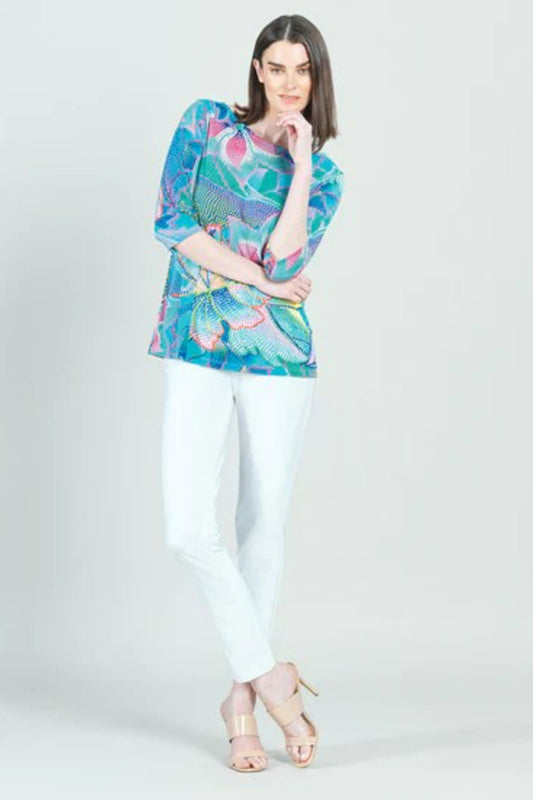 Mosaic-Print Scoop-Neck Tunic