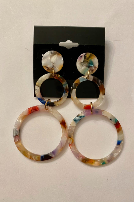 Multi Resin Dangle Hoop Earrings