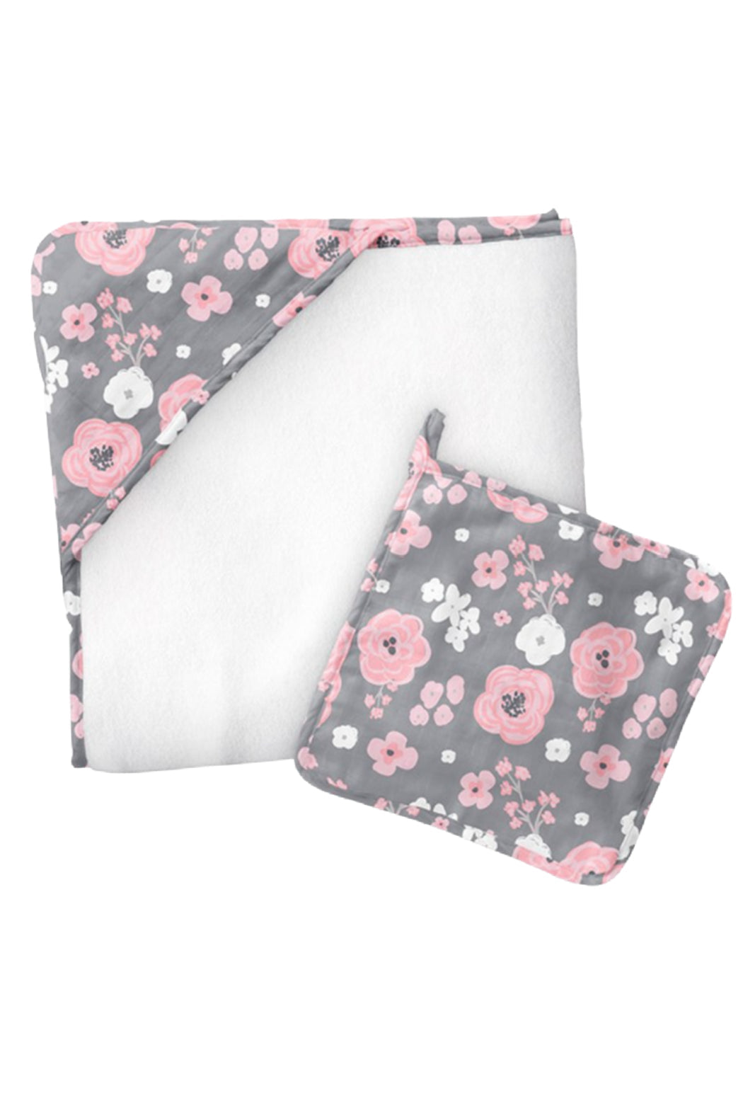 MUSLIN HOODED TOWEL W/WASHCLOTH