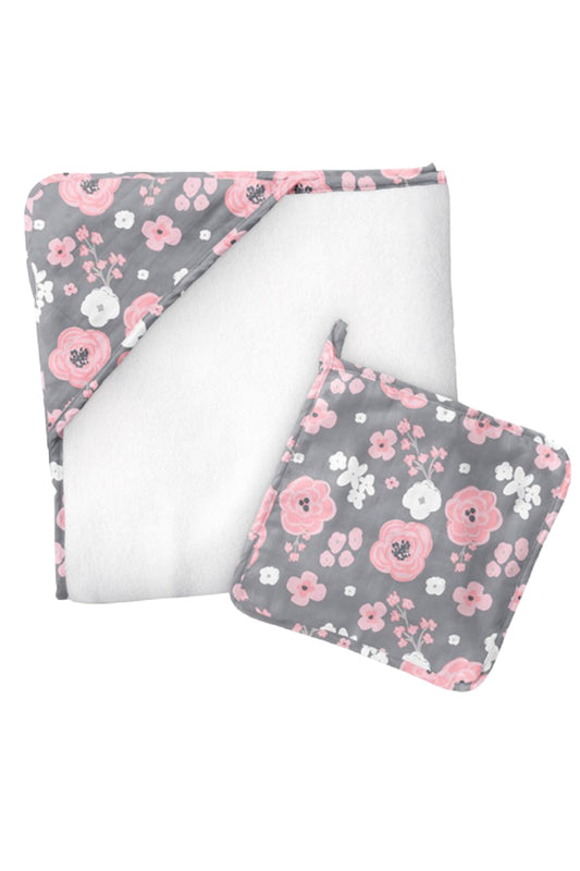MUSLIN HOODED TOWEL W/WASHCLOTH