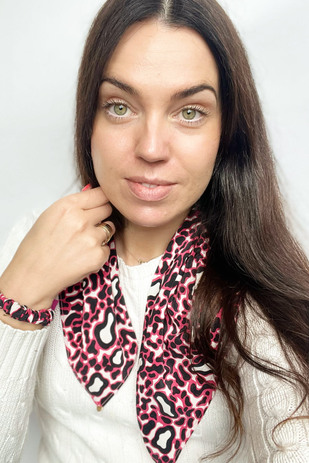 Natural 100% Silk Scarf and Hair Elastic Scrunchie Set