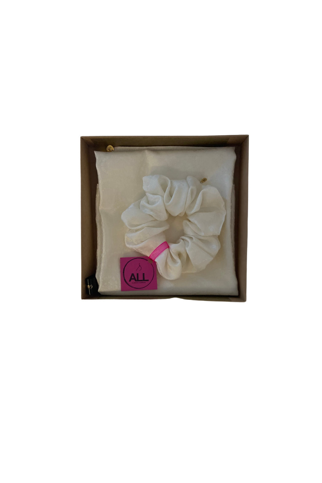 Natural 100% Silk Scarf and Hair Elastic Scrunchie Set