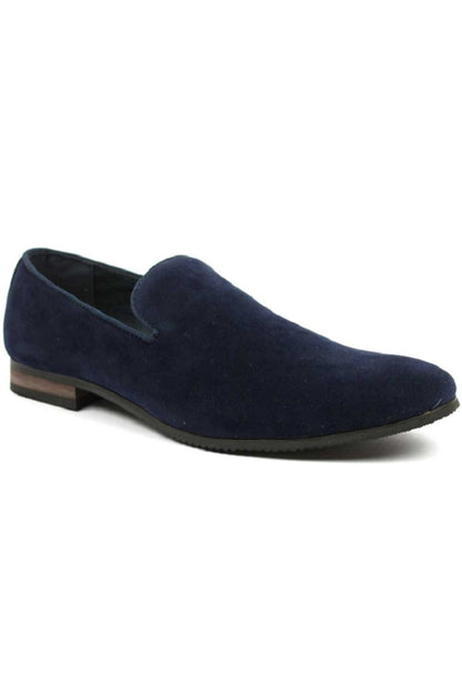 Navy Blue Suede Slip On Dress Shoes
