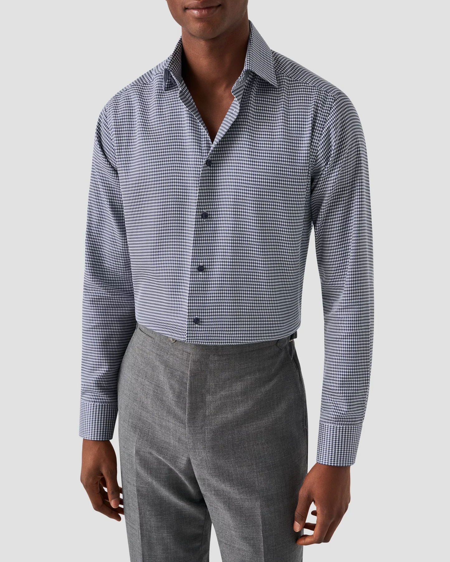 Eton Houndstooth Print Signature Twill Shirt