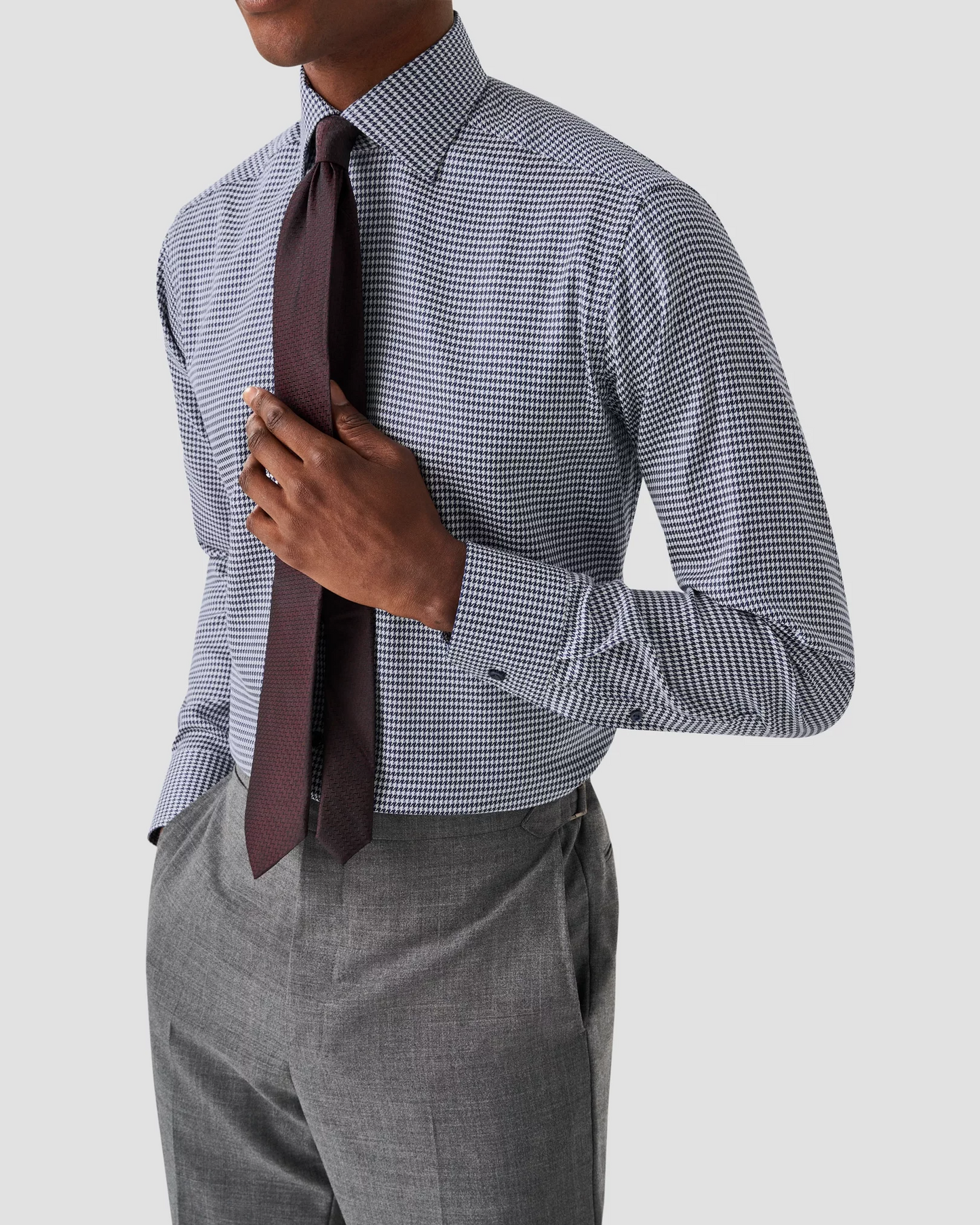 Eton Houndstooth Print Signature Twill Shirt