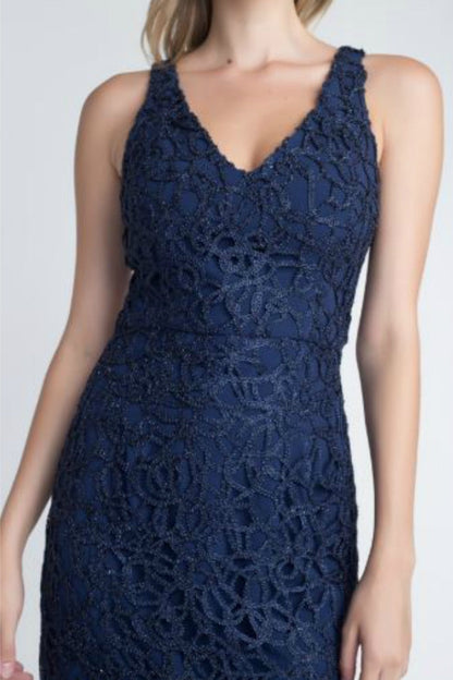 Navy Shimmer Short Formal Dress