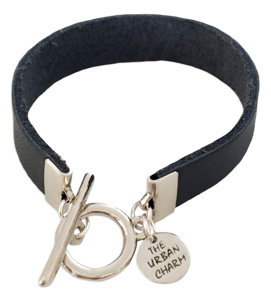 Navy Leather Color Band Bracelet