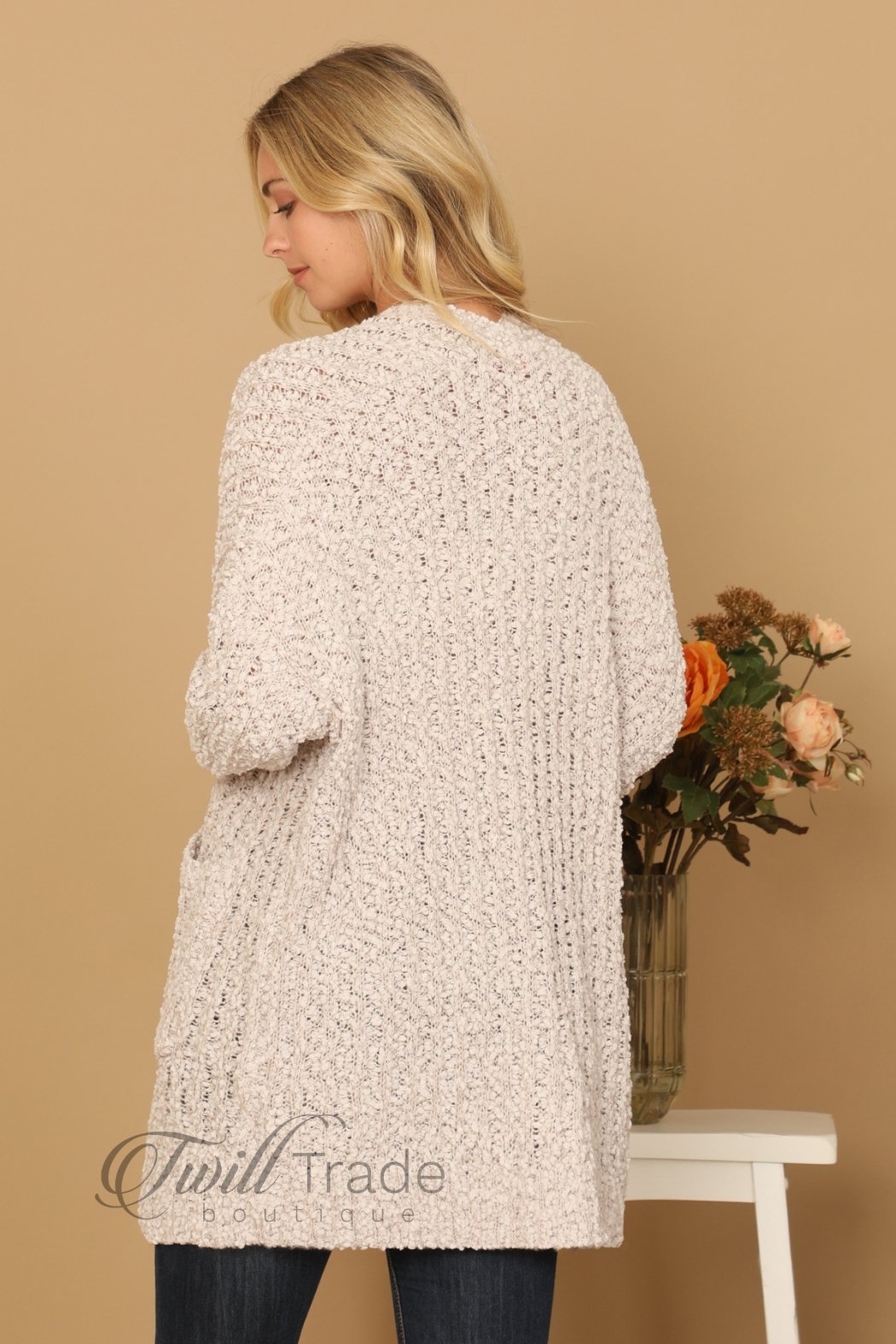 Grey Popcorn Pocket Cardigan