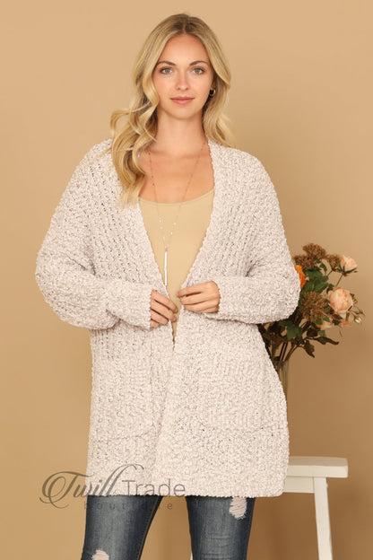 Grey Popcorn Pocket Cardigan
