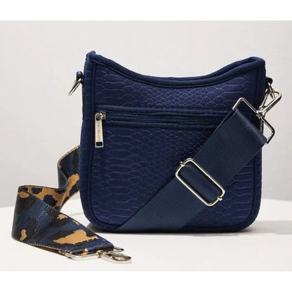 preneLOVE CROC-EMBOSSED MINI MESSENGER CROSSBODY BAG