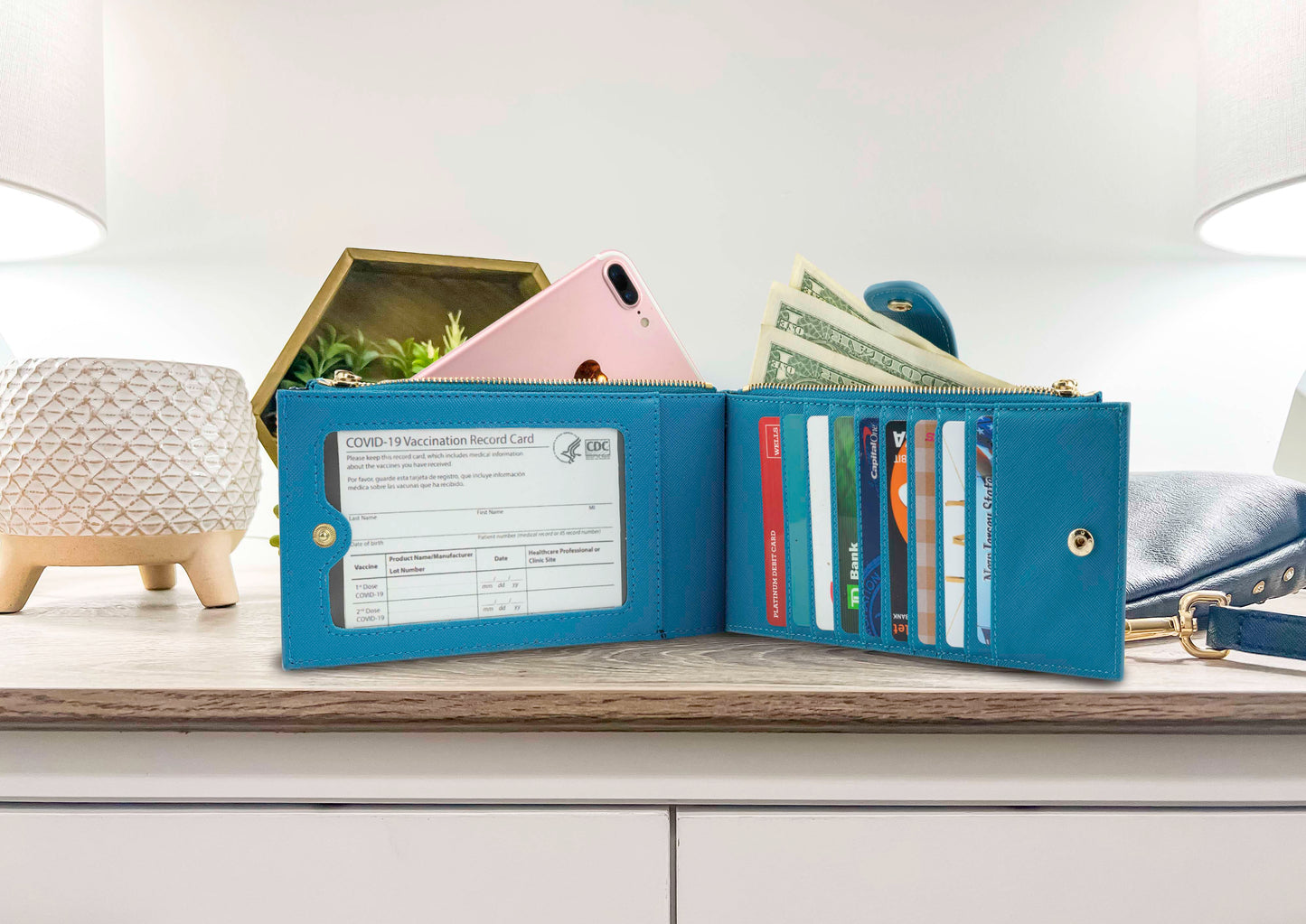 RFID Blocking Bifold Multi Card Case Wallet with CDC Card Slot- Random Color