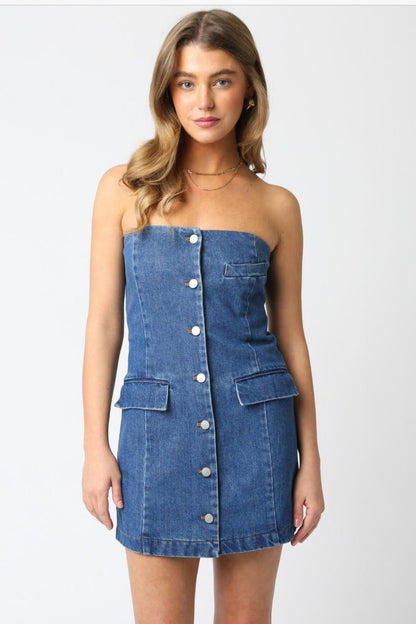 Strapless Denim Dress