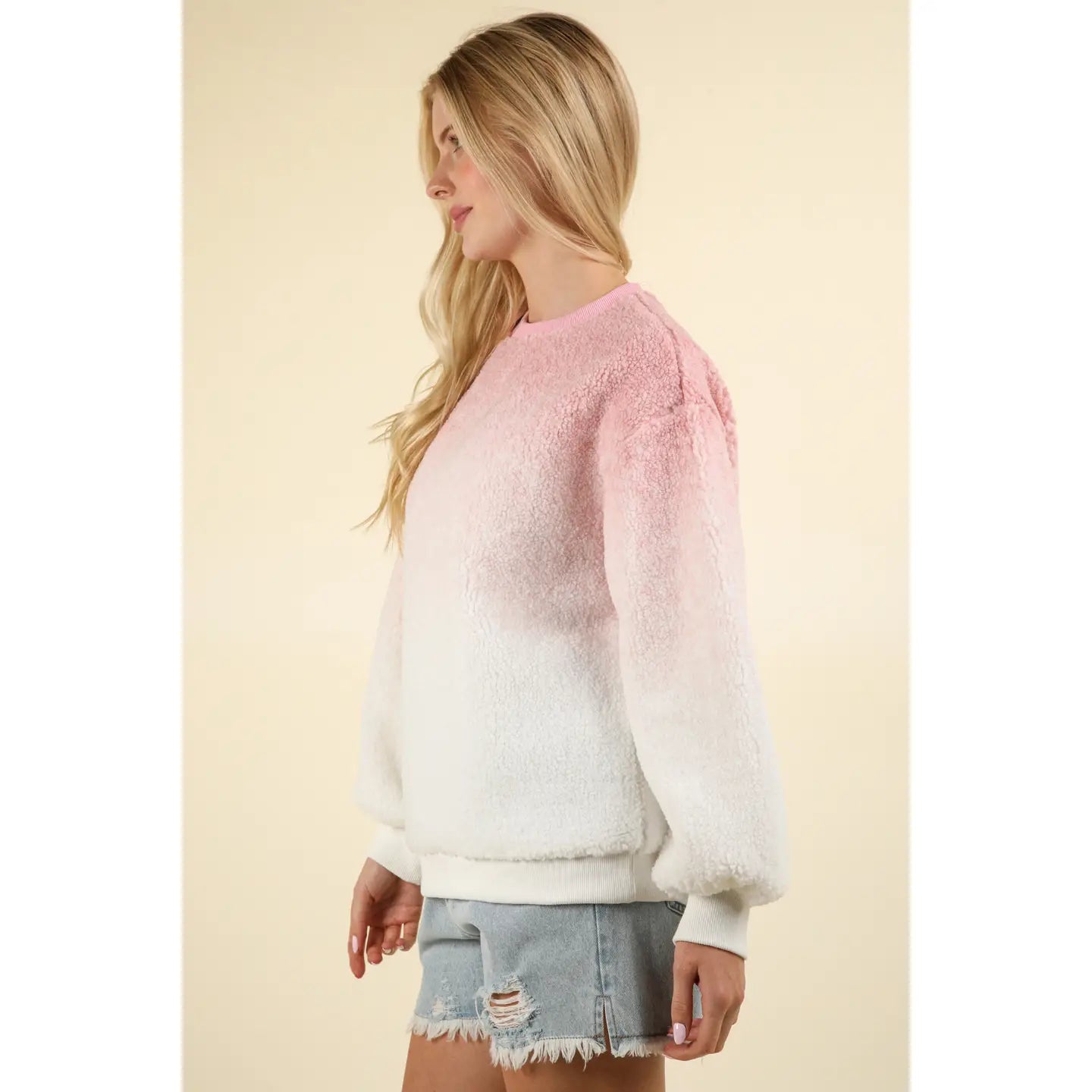 Pink Fleece Warm Cozy Ombre Oversized Knit sweater