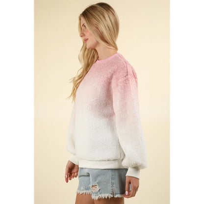 Pink Fleece Warm Cozy Ombre Oversized Knit sweater