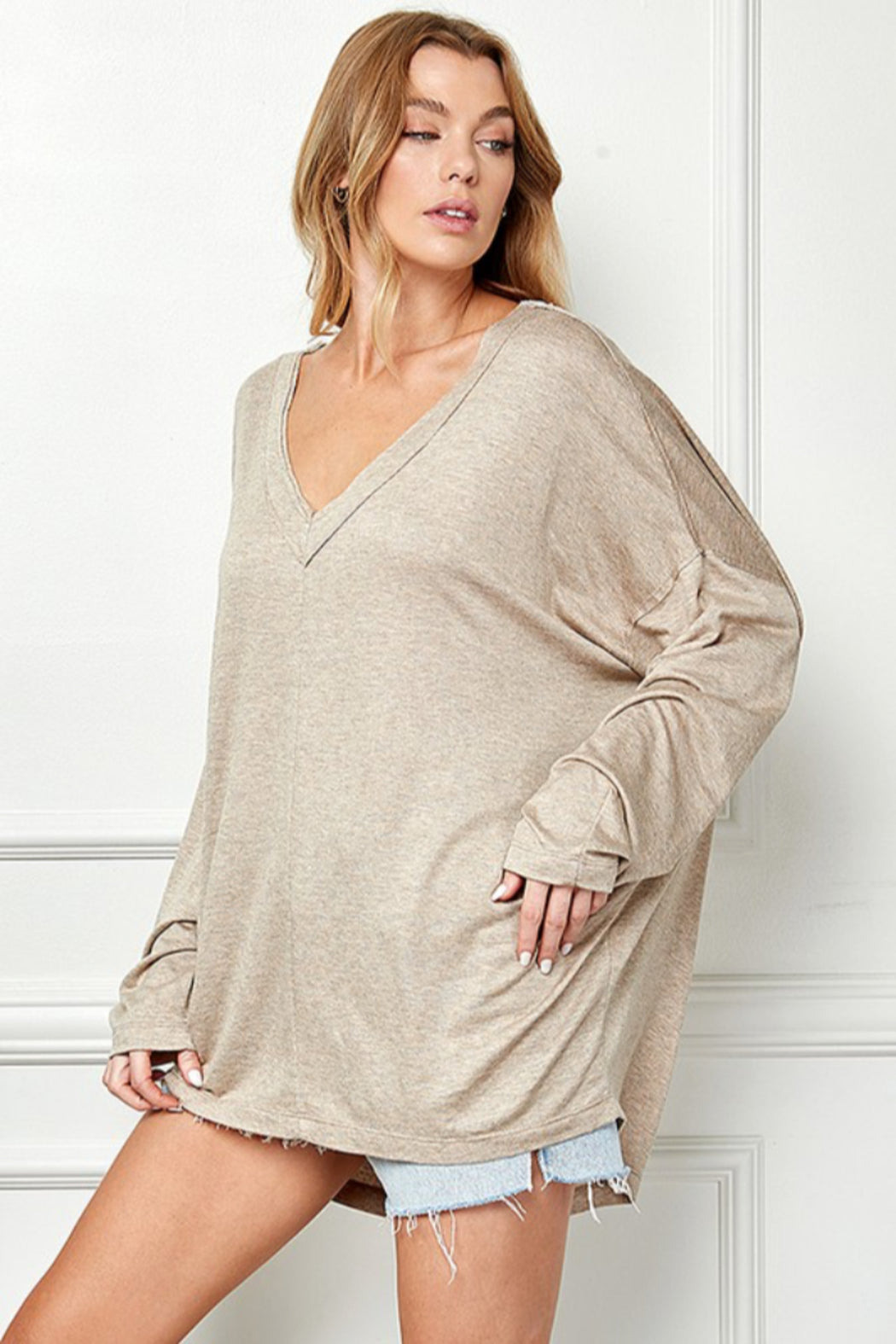 Oversized V Neck Top