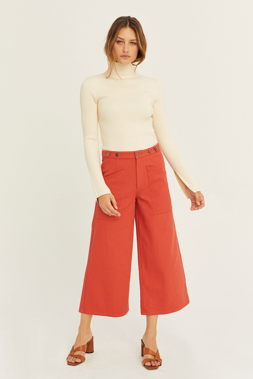 Padded Shoulder Ribbed Sweater