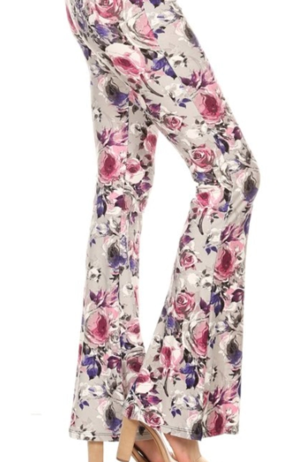 Palazzo Pant - Rose Print on Grey