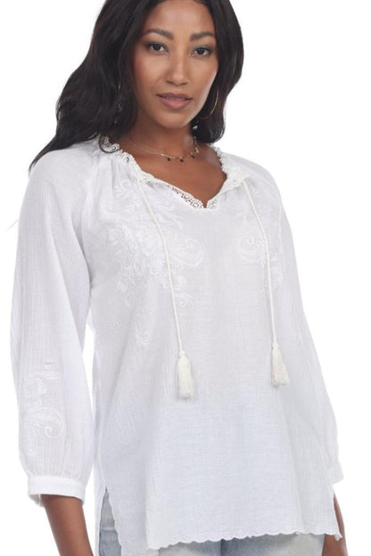 Gauze Peasant Top