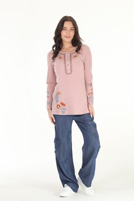 Mauve Thermal Embroidered Top