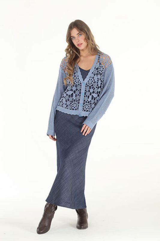 Petrol Crochet Cardigan