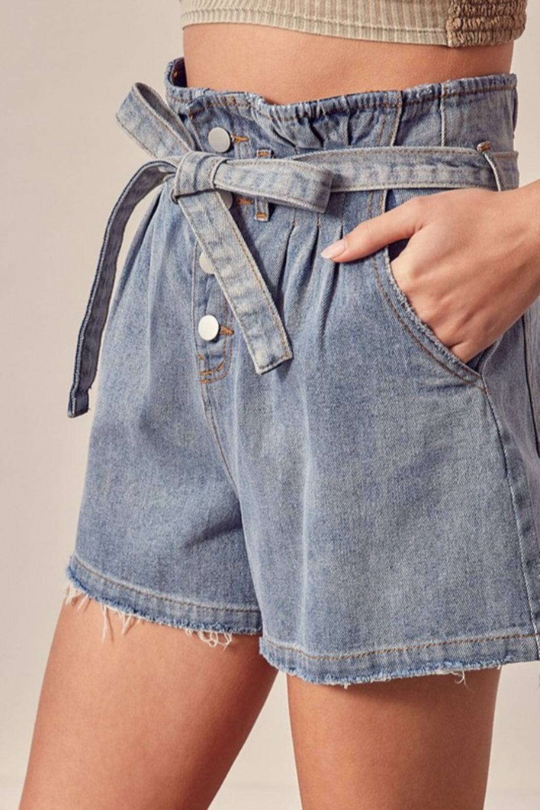 Paperbag Waist Denim Short