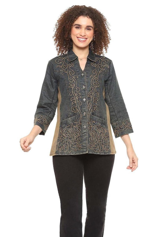 Denim Embroidery Shirt