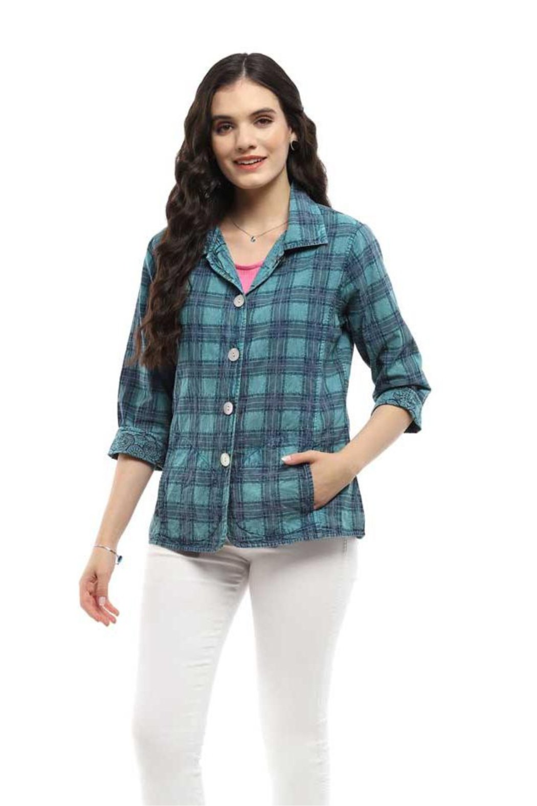 Teal Reversible Plaid Jacket