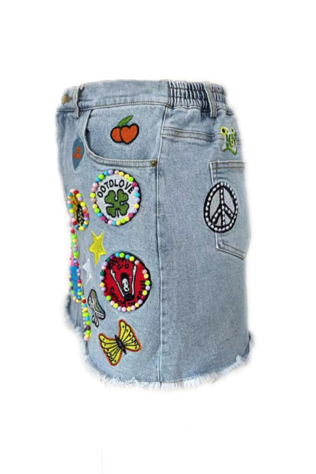 Patched Denim Skirt