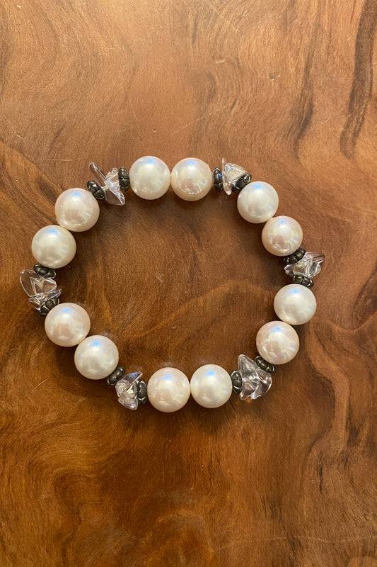 Pearl And Clear Crystal Multi Bracelet