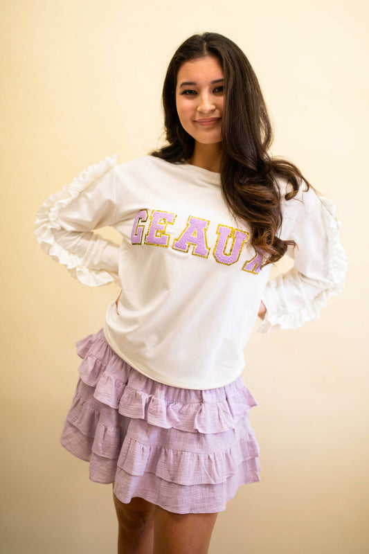 Pearl & Ruffle Sleeve Sweater