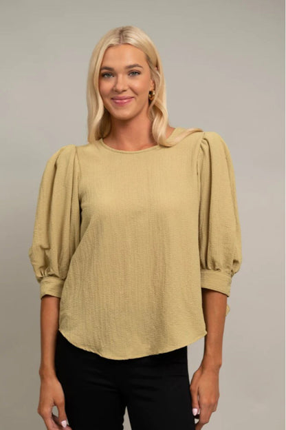 Pebble Crepe Princess Sleeve Top