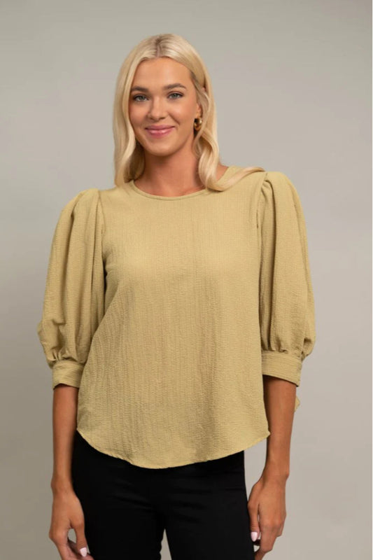 Pebble Crepe Princess Sleeve Top