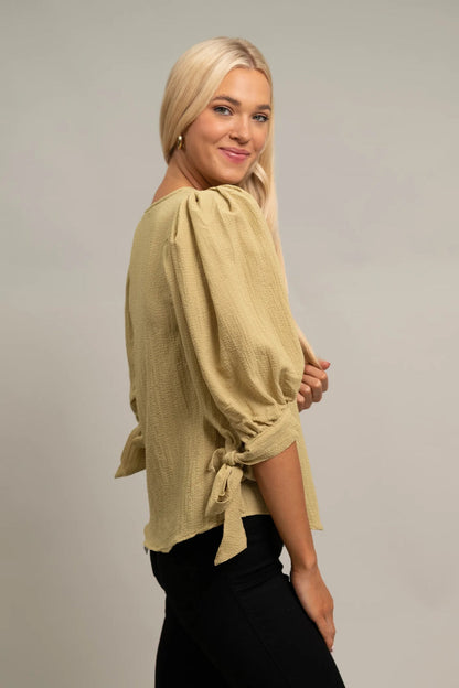 Pebble Crepe Princess Sleeve Top